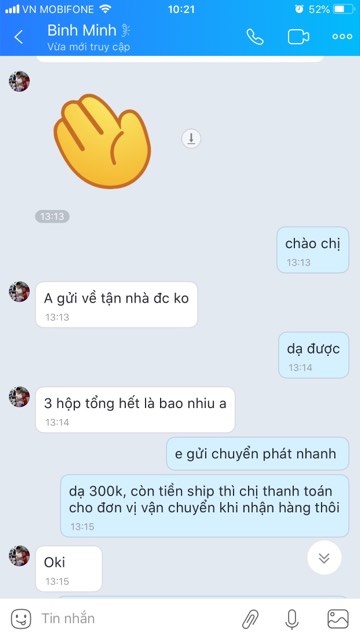 Bạn Bình Minh đặt mua hàng